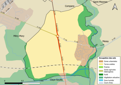 Carte des infrastructures et de l'occupation des sols en 2018 (CLC) de la commune.