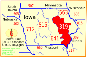 <span class="mw-page-title-main">Area code 319</span> Telephone area code in Iowa