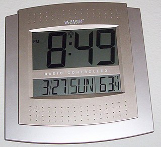 <span class="mw-page-title-main">Radio clock</span> Type of clock which self-synchronizes its time using dedicated radio transmitters