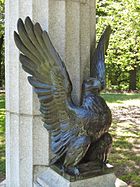 One of four bronze eagle sculptures surrounding the Prison Ship Martyrs' Monument in the Fort Greene Historic District