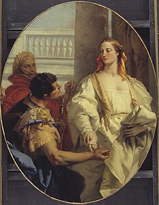 Latinus offrant sa fille Lavinia à Enée en mariage. Giambattista Tiepolo, 1753-1754. Statens Museum for Kunst, Copenhague[18].