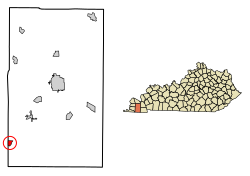 Location of Water Valley in Graves County, Kentucky.