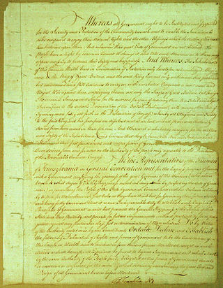 <span class="mw-page-title-main">Pennsylvania Constitution of 1776</span> First constitution of Pennsylvania, US