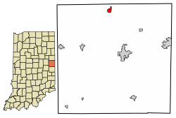 Location of Ridgeville in Randolph County, Indiana.