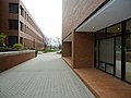 The breezeway between Frank E. Gannett Hall (right) and the George Eastman building (left)