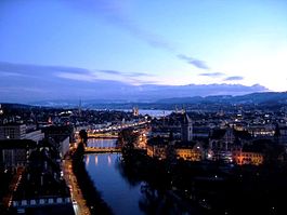 Night view of Zurich