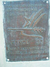 Commemorative plaque of the Games left to Puerto Rico and the City of Ponce by the Cuban Delegation