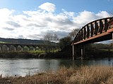 Monmouth Viaduct (left) and Duke of Beaufort Bridge (right).