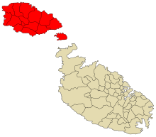 The Diocese of Gozo marked in red.