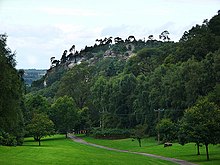 The landscape is inland cliffs looking over the north Shropshire plains