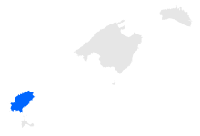 The Diocese of Ibiza in blue.