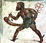 Priapus nadat hij de caduceus en gevleugelde schoenen van Mercurius had gestolen.