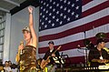 Alyssa Milano speaks to crewmembers during a visit aboard USS Nimitz; June 19, 2003