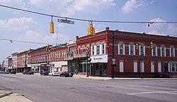 Downtown Bellevue, Ohio on East Main Street.