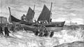 Launching the lifeboat at Brighton, Sussex in 1875