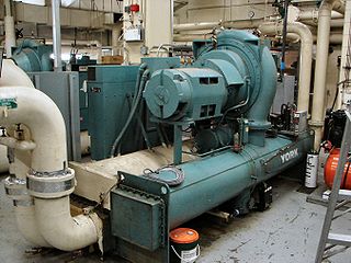 <span class="mw-page-title-main">Chiller</span> Machine that removes heat from a liquid coolant via vapor compression