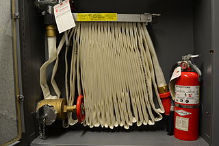 <span class="mw-page-title-main">Fire hose</span> Flexible tube used for delivering water or foam at high pressure, to fight fires