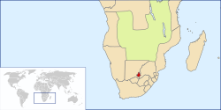 Location of Goshen in Southern Africa (1882–1883)