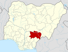 Katsina-Ala is located in Benue State which is shown in red.