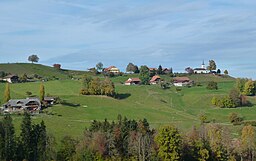 Berget Rüschegghügel med Rüschegg kyrka