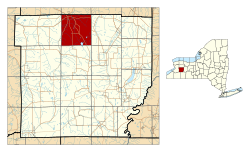 Location in Wyoming County and the state of New York.