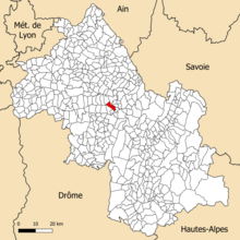 Localisation de Rives dans le département de l'Isère.