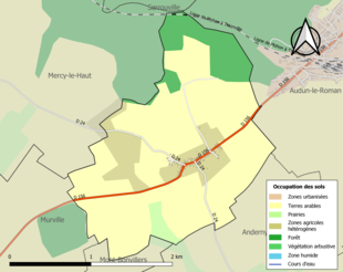 Carte en couleurs présentant l'occupation des sols.