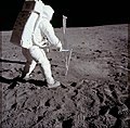 Image 32Buzz Aldrin taking a core sample of the Moon during the Apollo 11 mission (from Space exploration)