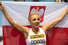 Angelika Cichocka op de WK indoor van 2014 in Sopot.