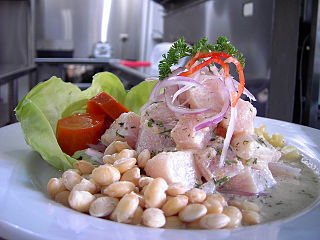 <span class="mw-page-title-main">Ceviche</span> Dish of marinated raw seafood