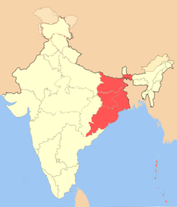 Location of مشرقی بھارت East India