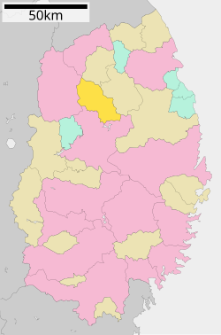 Location of Iwate in Iwate Prefecture