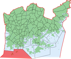 Kaupungin kartta, jossa Länsisaaret korostettuna. Helsingin kaupunginosat