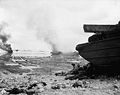 Marines held up on the beach at Peleliu