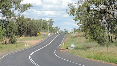 Leichhardt Highway, looking south from Guluguba Cafe, 2014