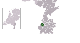 Highlighted position of Meerssen in a municipal map of Limburg