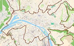 Mapa konturowa Rouen, w centrum znajduje się punkt z opisem „Pomnik Napoleona I Bonapartego w Rouen”