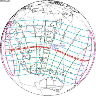 <span class="mw-page-title-main">Solar eclipse of June 22, 2085</span> Future annular solar eclipse