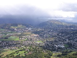 The city of San Luis Obispo looking east from the top of Bishop Peak in early 2006