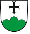 Gemeinde Tünsdorf In Silber über grünem Dreiberg schwebend ein schwarzes Vortragskreuz.[52] → Details
