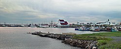 Bonavista Harbour, looking north. The large building in the centre of the photo houses a replica of John Cabot's ship, Matthew