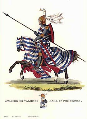 «Эйлмер де Валенс, граф Пембрук» в цветах своего герба