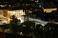 Blick vom Schlossberg auf das Kunsthaus Graz bei Nacht