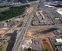 Aerial view north along US 29 before the Gainesville interchange was completed, dated November 2011. The current roadway layout is significantly different from that depicted here. Gvilleinterchange.jpg