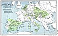 Herrschaftsbereich der Habsburger nach der Schlacht von Mühlberg (1547), die Ländereien der Habsburger sind grün gestrichen, wie im Cambridge Modern History Atlas (1912) gezeigt