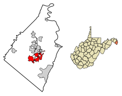 Location of Charles Town in Jefferson County, West Virginia.