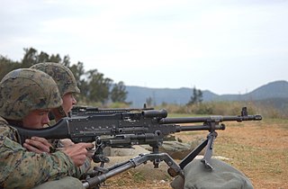 <span class="mw-page-title-main">Medium machine gun</span> Usually refers to a belt-fed automatic firearm firing a full-power rifle cartridge