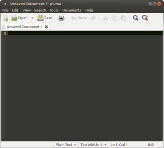 <span class="mw-page-title-main">Pluma (text editor)</span> Default text editor for the MATE desktop environment