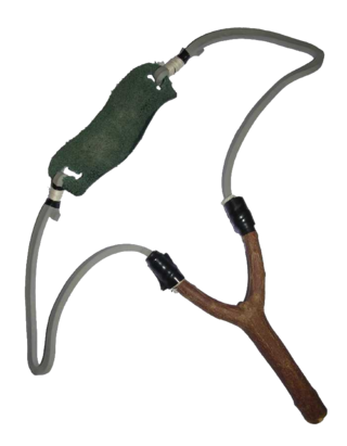 <span class="mw-page-title-main">Slingshot</span> Hand-powered projectile weapon