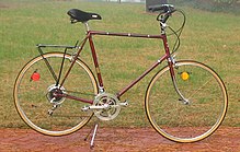 1977 Nishiki International
Typical 1970s bike boom ten-speed road bike. 1977 Nikishi International.jpg